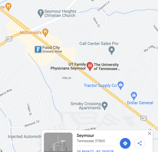 location of UT Urgent Care Seymour on map