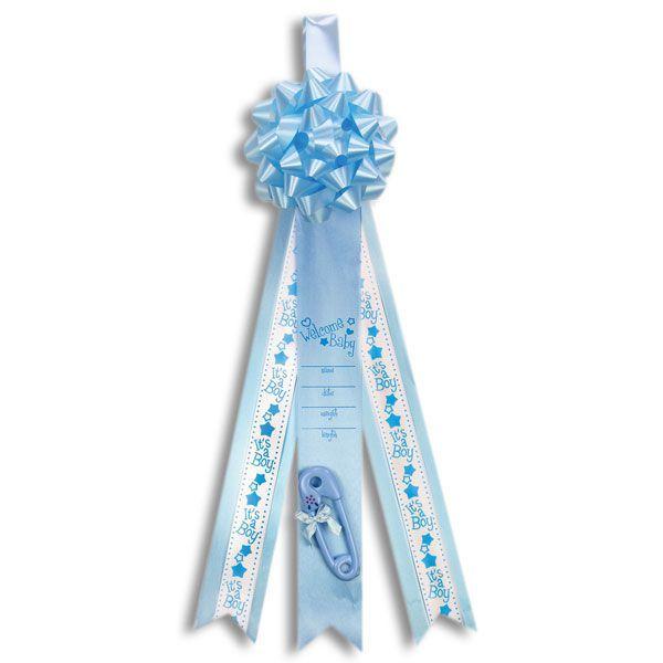 blue baby announcement ribbon