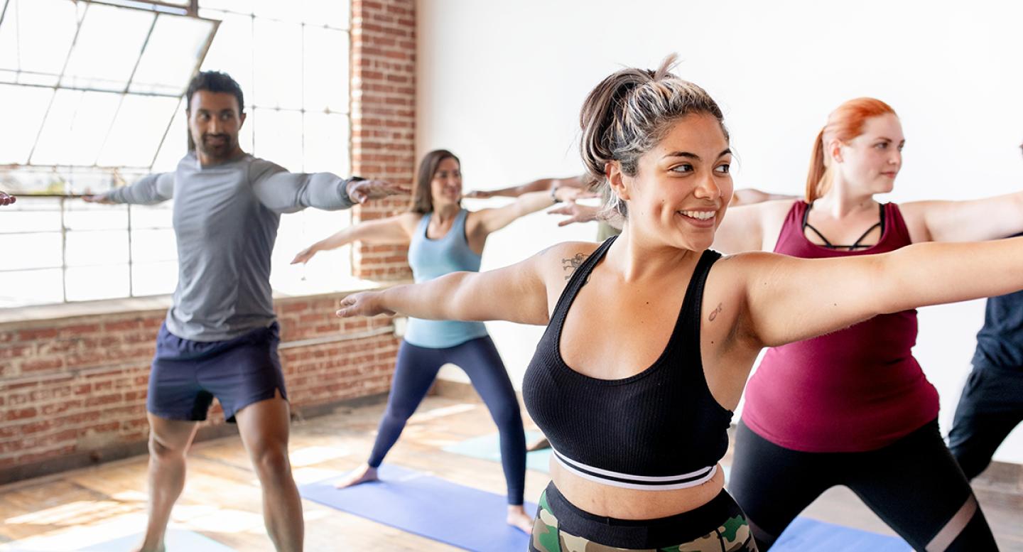 People attending a yoga class